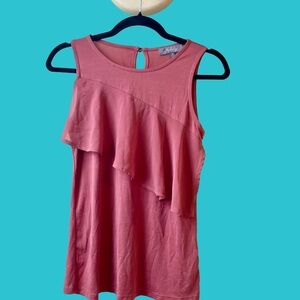 Pemberley Modal Women's Sleeveless Ruffle Blouse Pink Size Extra Small